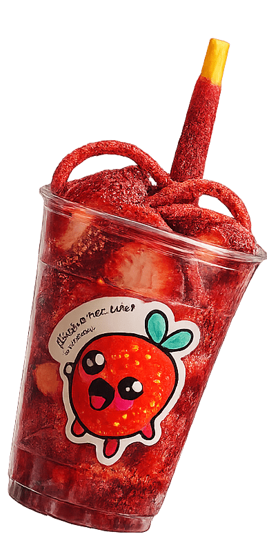 Vaso Berryfresa con fresas y decoración kawaii